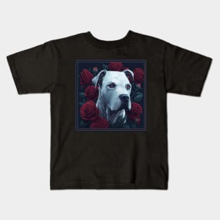 Dogo argentinian red roses 2 Kids T-Shirt